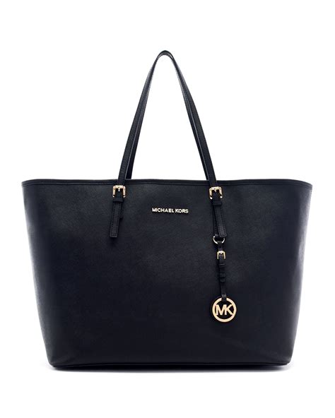 michael kors jet set saffiano travel medium black totes|mk jet set large crossbody.